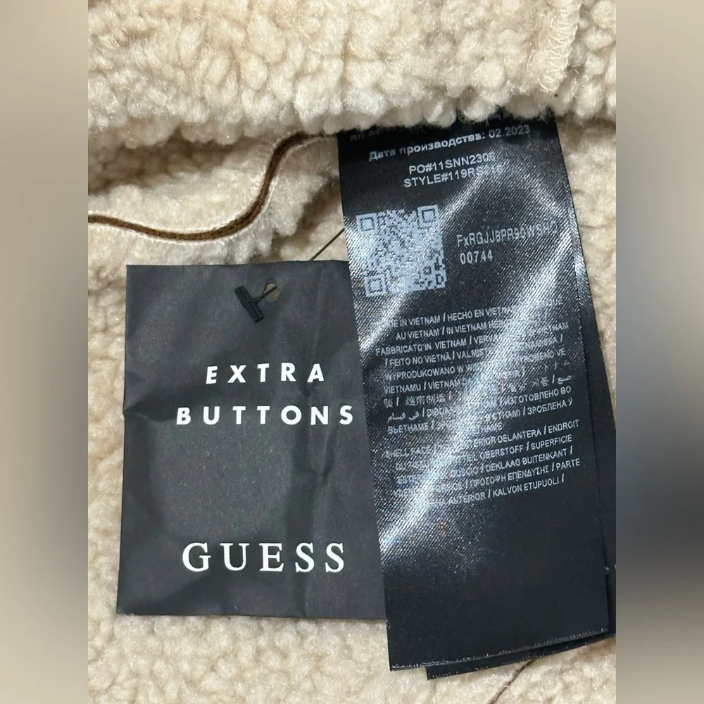 Guess Faux Fur Shearling Double Breasted Overcoat size Medium Mew with tags